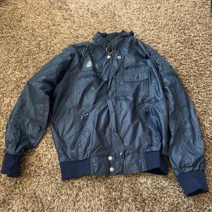 Men's Medium 80's White Hawk Blue Stylish Coat